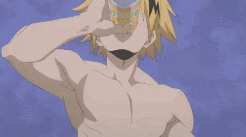 Hero Academia Denki Drinking GIF