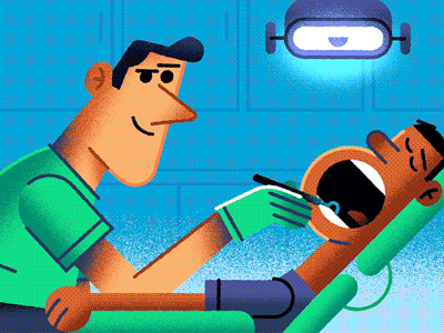 Dentist Check Up Patient Cartoon Animation GIF