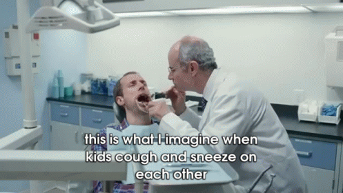 Dentist Examining Patient's Throat This Is What I Imagine When Kids Cough And Sneeze GIF