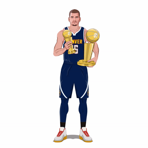 Denver Basketball Player Holding Trophy And Ball GIF
