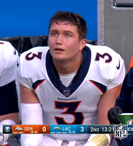 Denver Broncos Drew Lock Sitting On Bench GIF