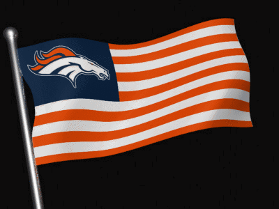 Denver Broncos Flag Waving Against Black Background GIF