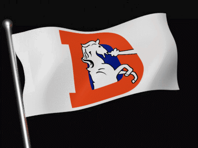 Denver Broncos Flag Waving Against Black Background GIF