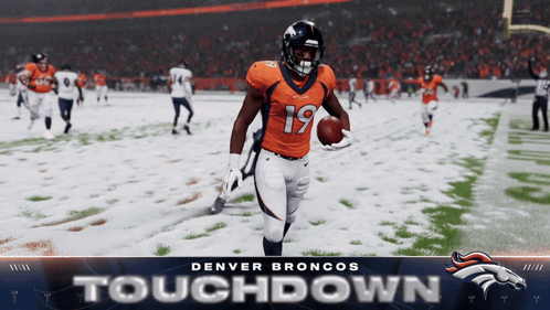 Denver Broncos Player Number 19 Runs With Ball GIF