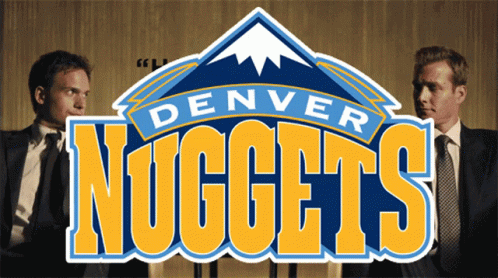 Denver Nuggets Logo With Two Men In Suits GIF