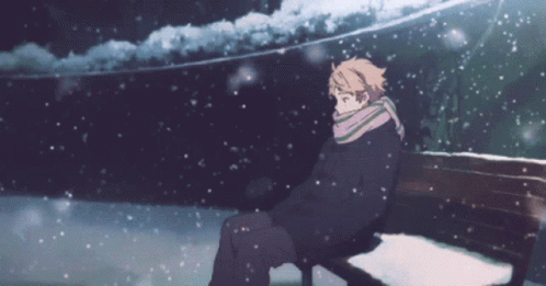 Depressed Anime Under The Snow GIF