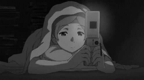 Depressed Anime Putting Cellphone Down GIF