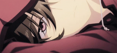 Depressed Anime In Red Hood GIF
