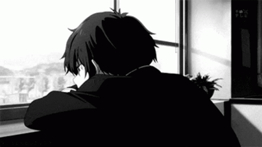 Depressed Anime On The Window GIF
