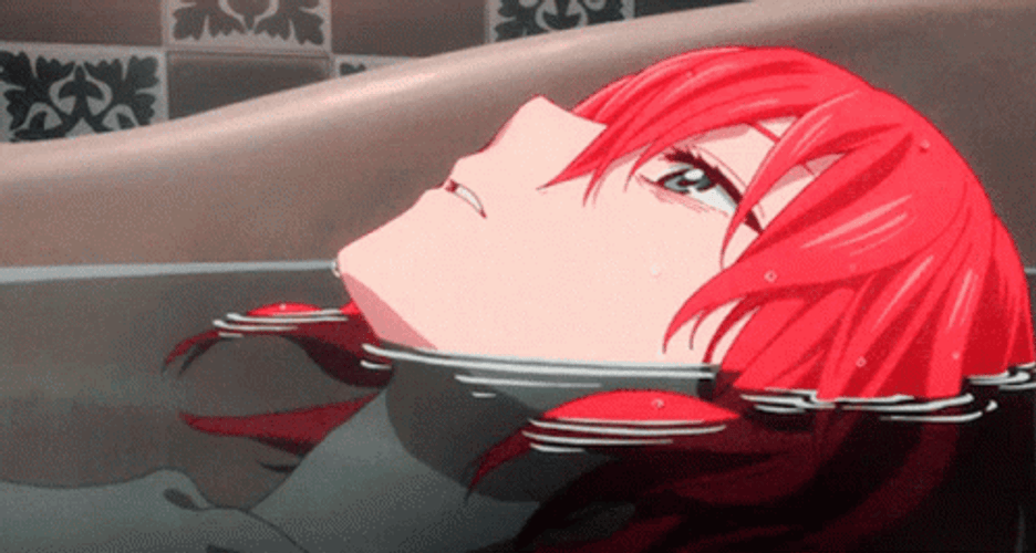 Depressed Anime Soaked In Water GIF