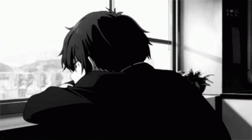 Depressed Sad Anime Boy Looking Out GIF