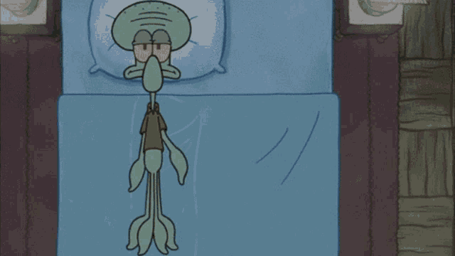 Depressed Squidward Sleep Roll GIF