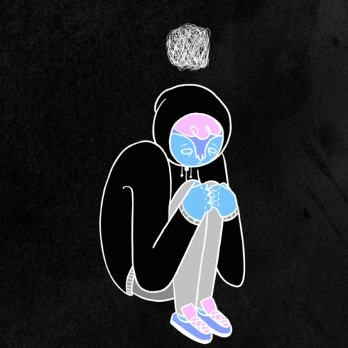 Depression Cartoon Hugging Self GIF