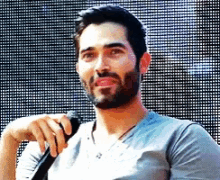 Derek Hale Mean Mug Interview Microphone GIF