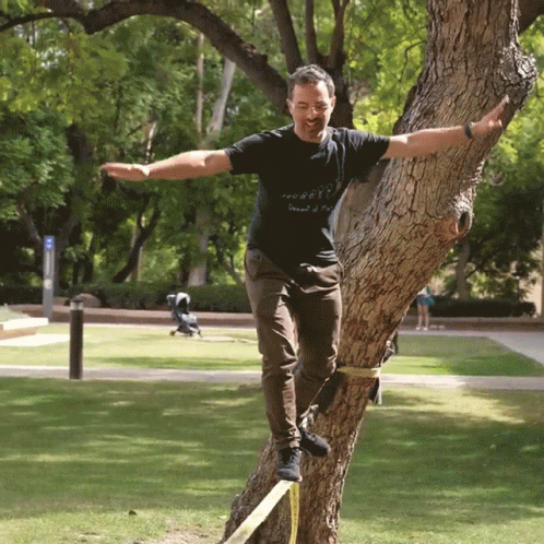 Derek Muller Balance On Tightrope GIF