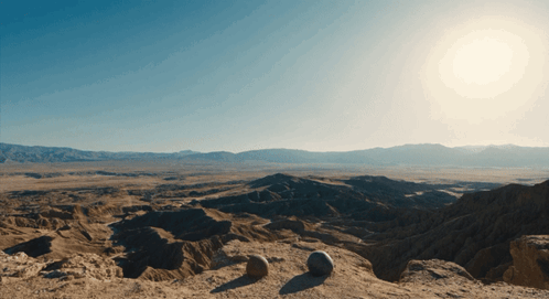 Desert Landscape with Mountains and Rock