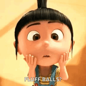 Despicable Me Girl Holding Face Saying Fluff Balls GIF