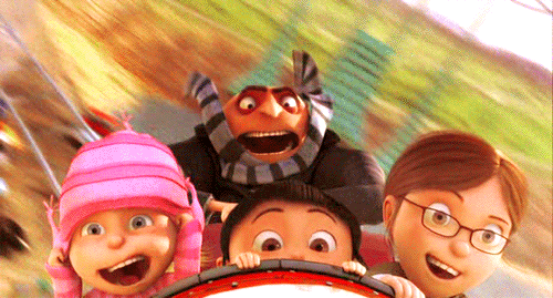 Despicable Me Gru Margo Agnes Edith Roller Coaster GIF