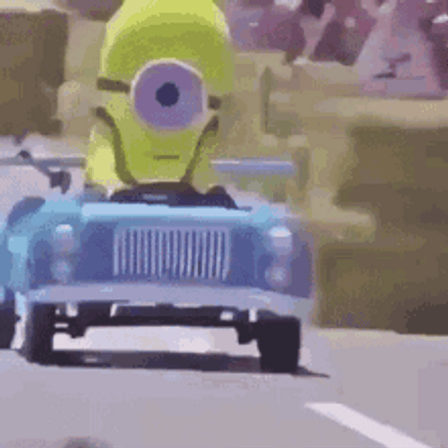 Despicable Me Minions Costume Driving Funny Car GIF