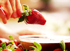 Dessert Strawberry Dipping In Choco GIF