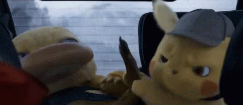 Detective Pikachu Giving Psyduck Foot Massage GIF