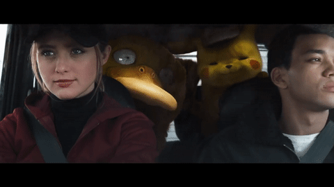 Detective Pikachu Lucy Stevens Harry Goodman Psyduck GIF