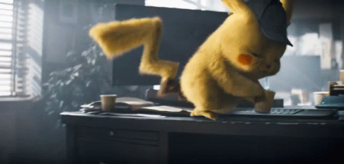 Detective Pikachu Shaking Then Throwing Paper Cup GIF