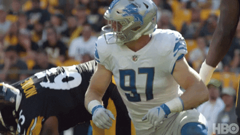 Detroit Lions Aidan Hutchinson Shouting Standing Up GIF