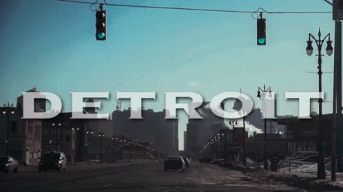Detroit Street Sign with Cars