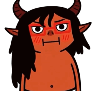 Devil with Horns and Glasses Showing H