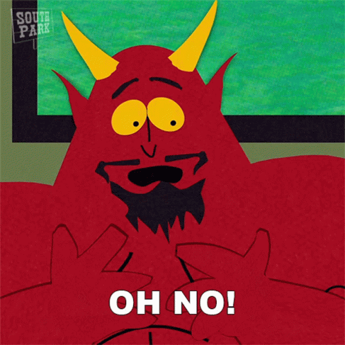 Devil with Horns Saying Oh No