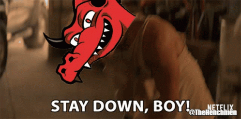 Devil With Horns Says Stay Down Boy