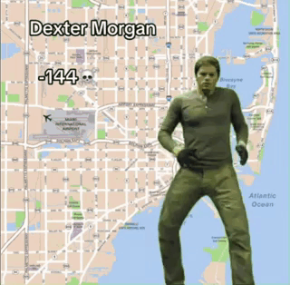 Dexter Morgan in Front of Miami Map