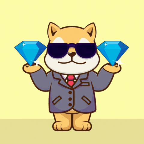 Diamond Hands Cartoon Shiba Inu GIF