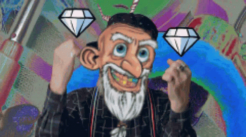 Diamond Hands Of Cartoon Old Man With Beard GIF