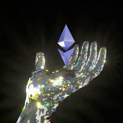 Diamond Hands With Ethereum In The Palm GIF