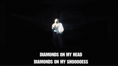 Diamonds On My Head Diamonds On My Shoooooess Is Displayed On A Dark Background GIF