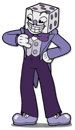 Dice Head Character in Purple Pants