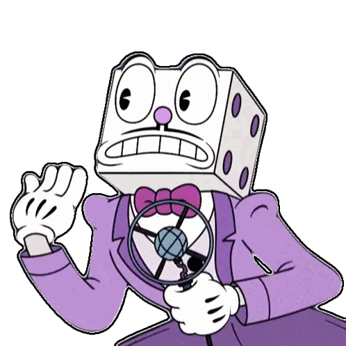 Dice Head Character with Steering Wheel