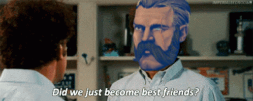 Did We Just Become Best Friends Moustache Guys GIF