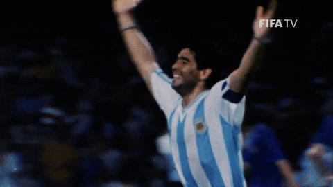 Diego Maradona Celebrating With Crowd GIF