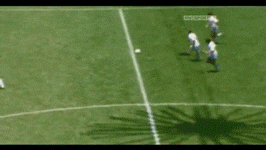 Diego Maradona Chasing Ball Across Field GIF