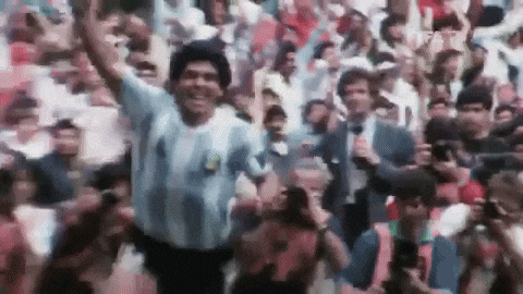 Diego Maradona Jumping For Joy GIF