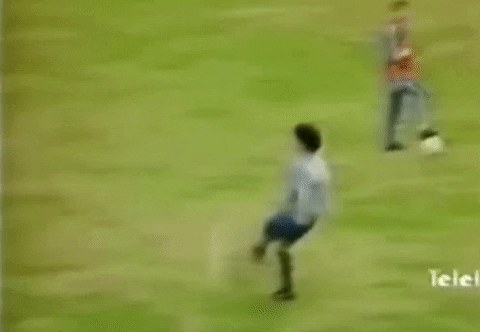 Diego Maradona Kicking Ball Upward GIF