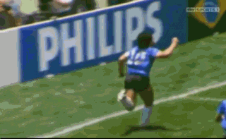 Diego Maradona Running Across Field GIF