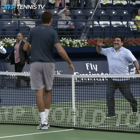Diego Maradona Shaking Hands Tennis Game GIF