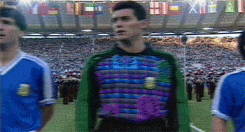 Diego Maradona Standing In Line GIF