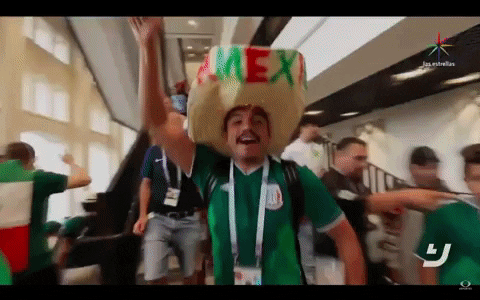 Diehard Fan Wearing Mexico Hat During Soccer Game GIF