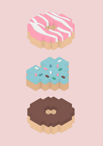 Different Minecraft Style Of Donuts GIF