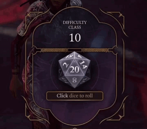 Difficulty Class of 10 Displayed in Video Game